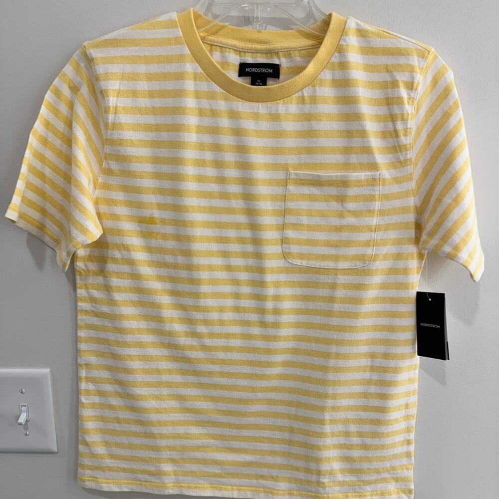 Nordstrom Yellow Cloud-White Stripe Shirt – Size XL (14/16) NWT